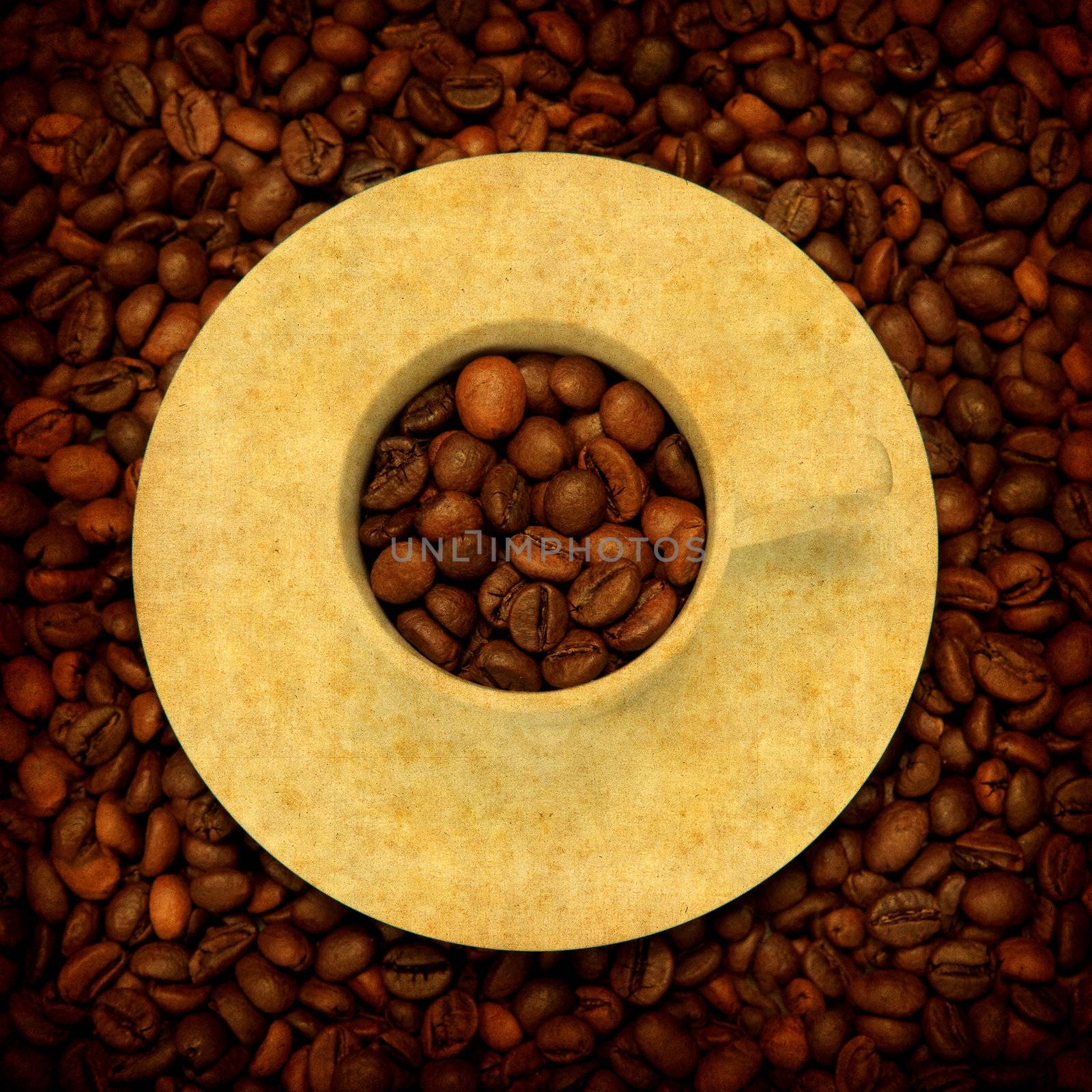 grunge background with coffee elements - square orientation