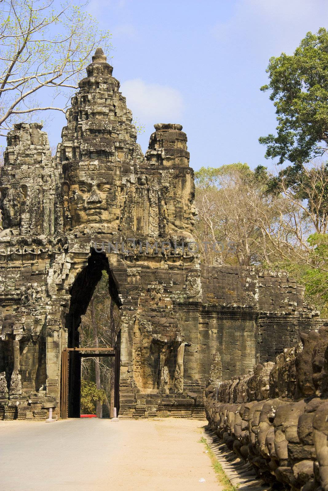 Image of the South Gate of UNESCO's World Heritage Site of Angkor Thom, Siem Reap, Cambodia. 