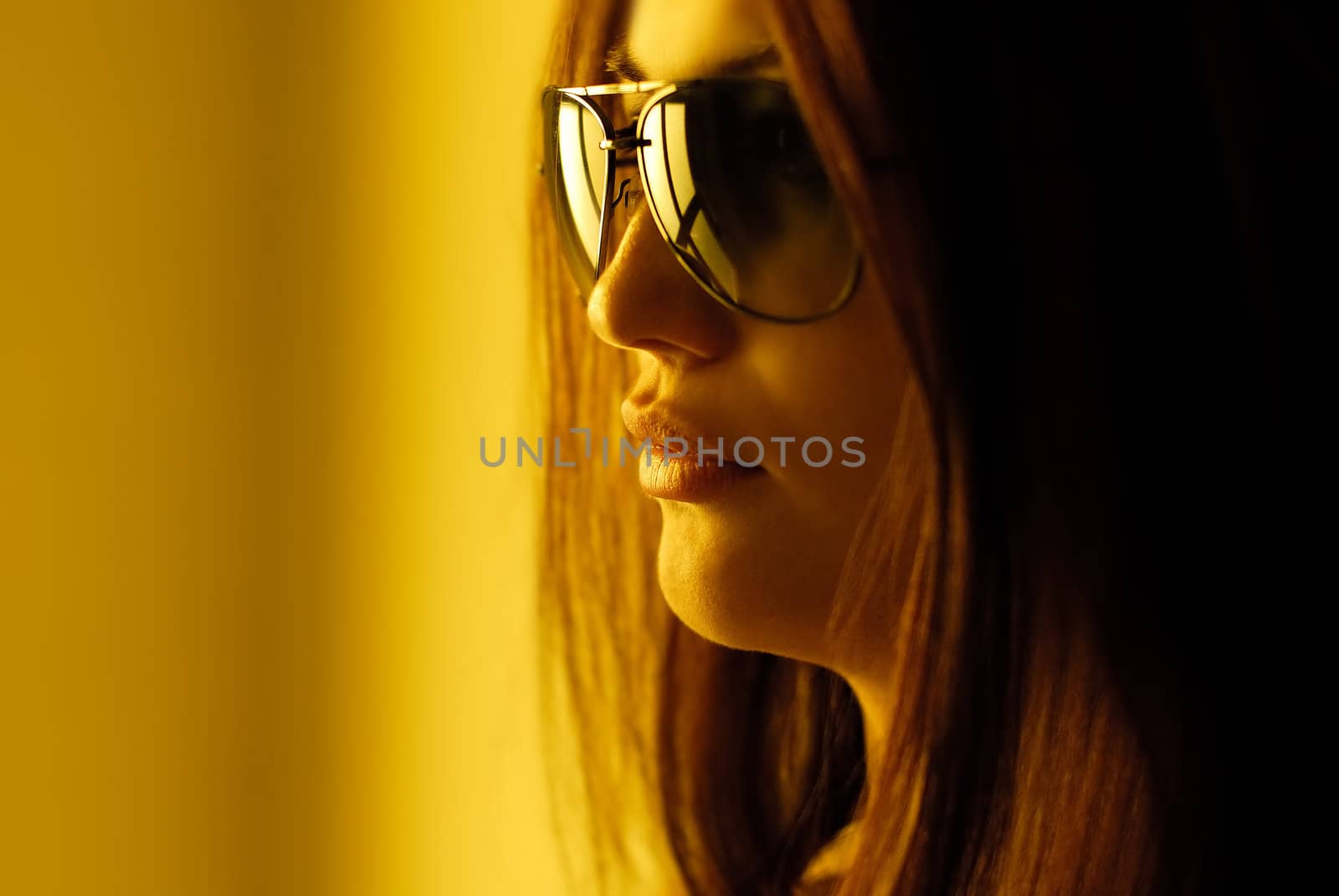 Beautiful Woman wearing glasses - looks like cinema scene