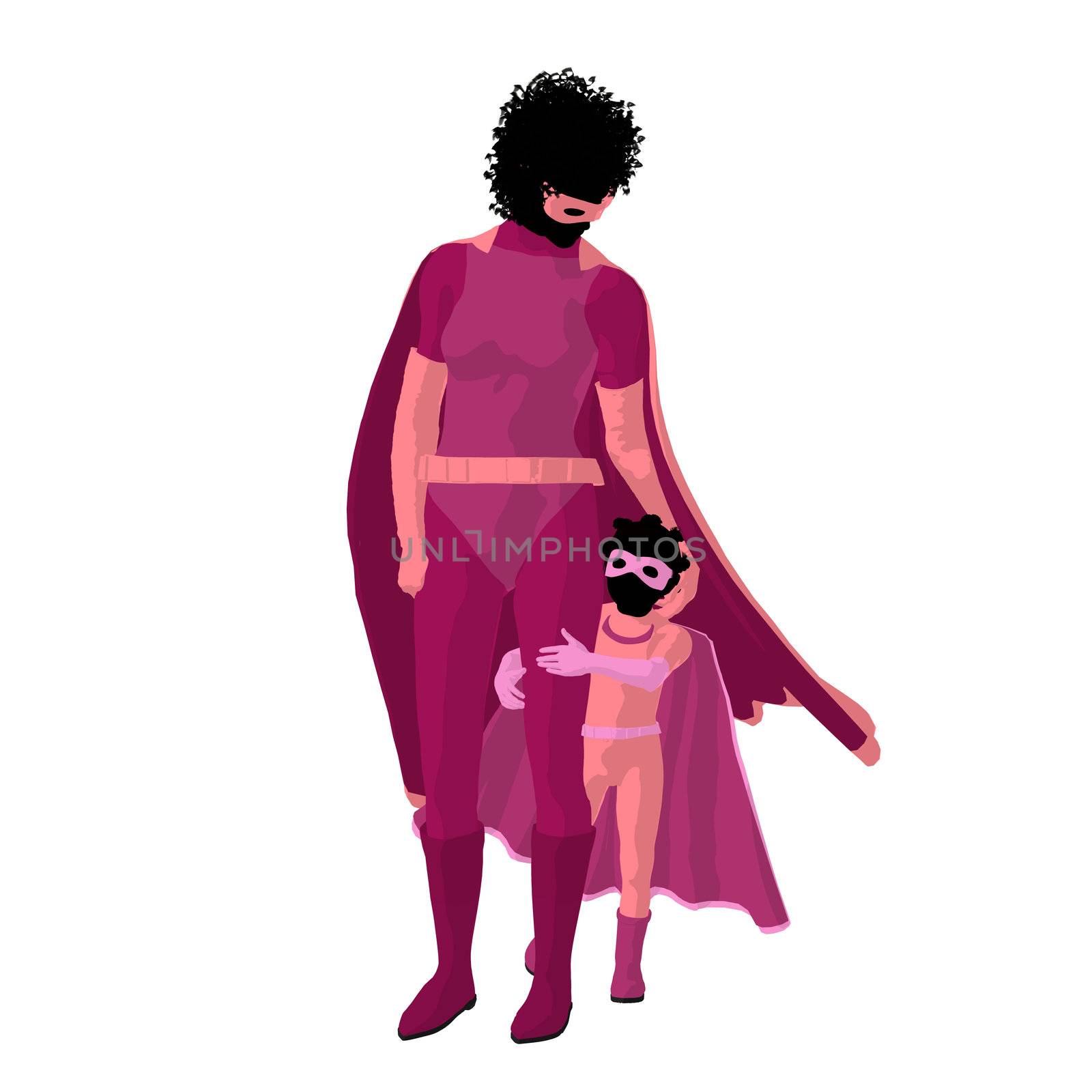 African American Super Hero Mom Illustration Silhouette by kathygold