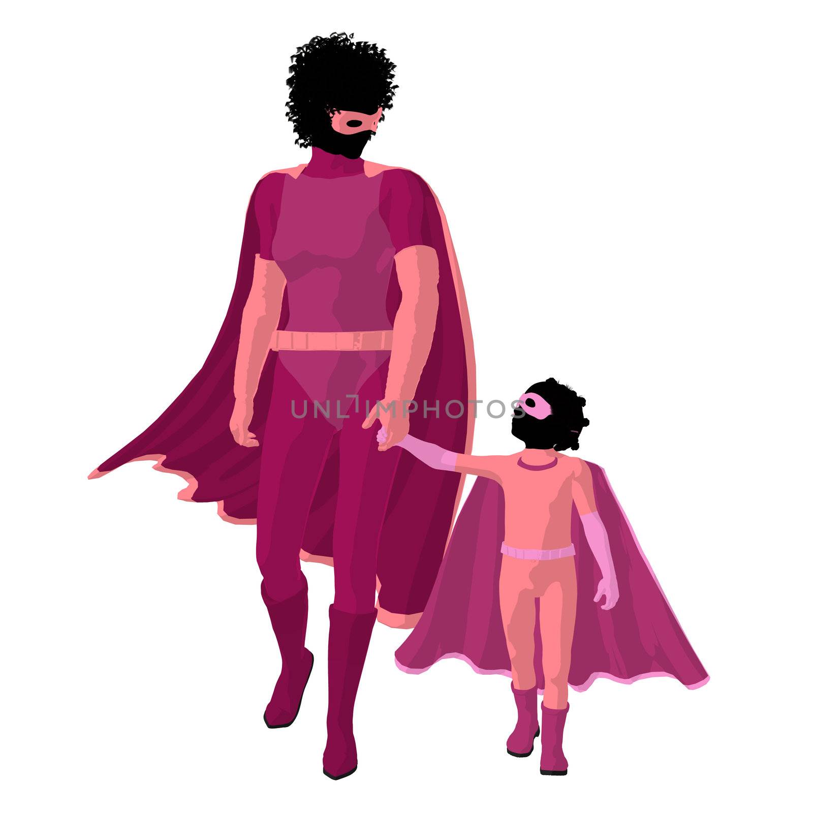 African American Super Hero Mom Illustration Silhouette by kathygold