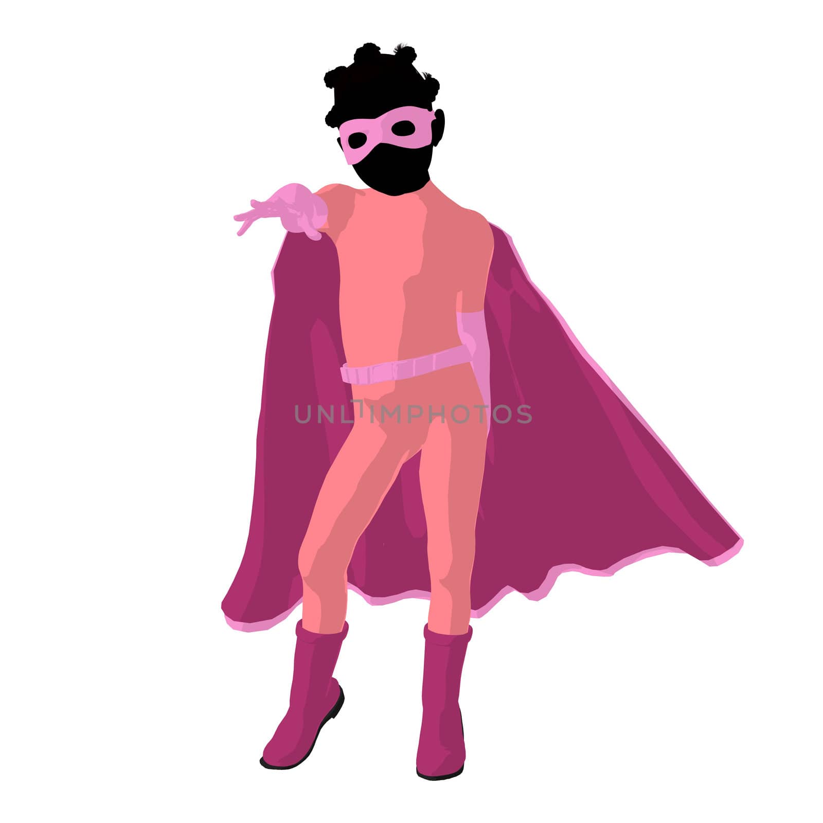 African American Super Hero Girl Illustration Silhouette by kathygold