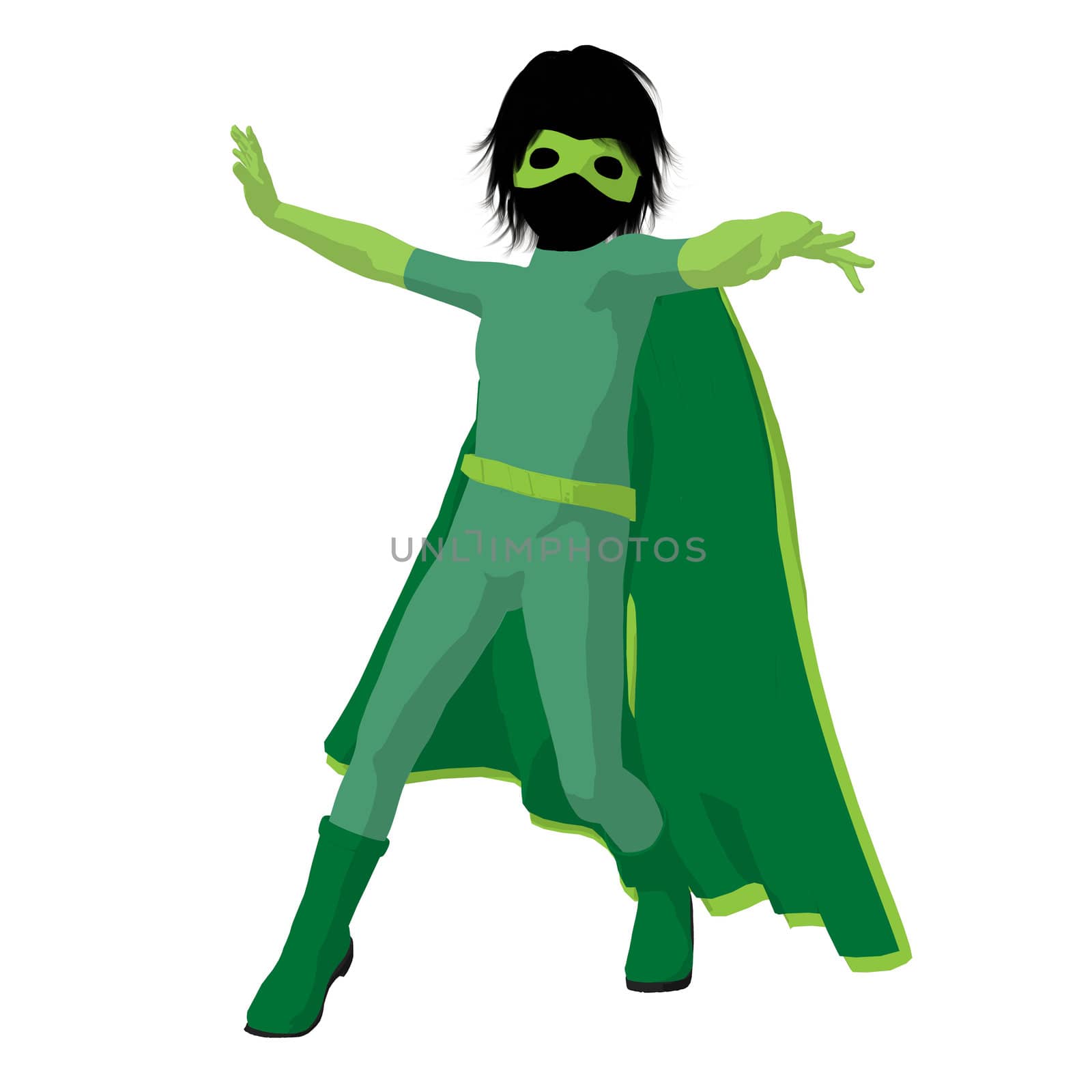 Super hero boy silhouette on a white background