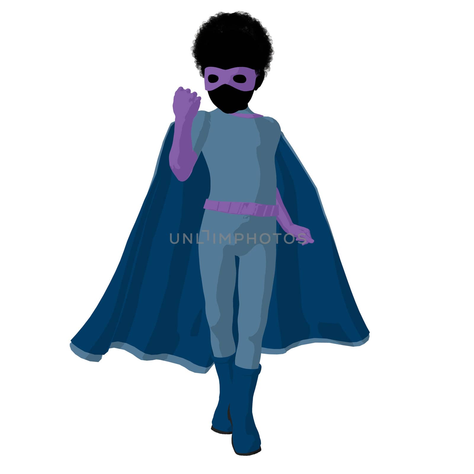 African American Super Hero Boyl Illustration Silhouette by kathygold