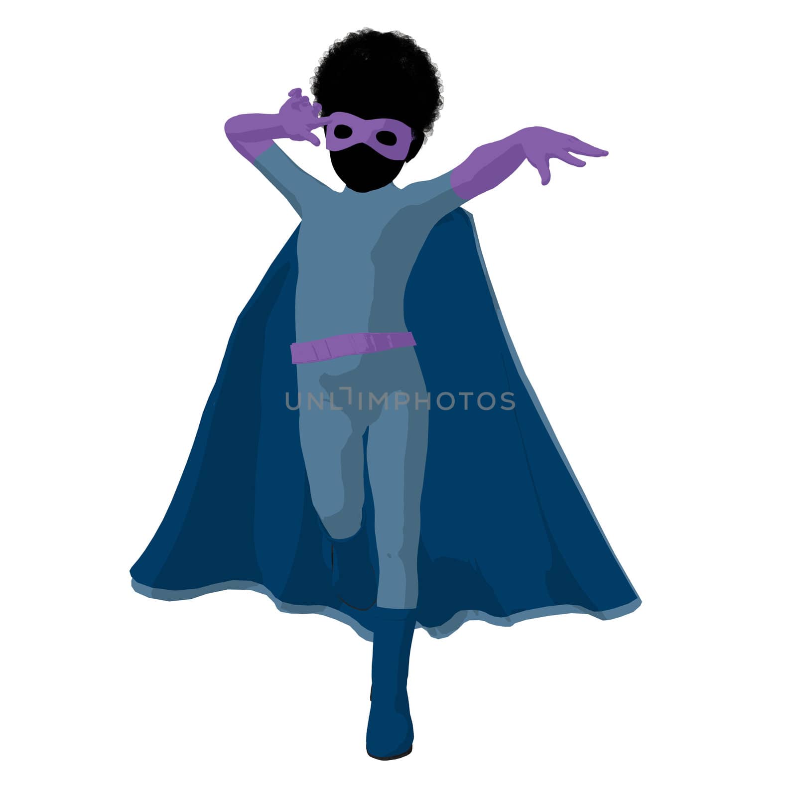 African American Super Hero Boyl Illustration Silhouette by kathygold