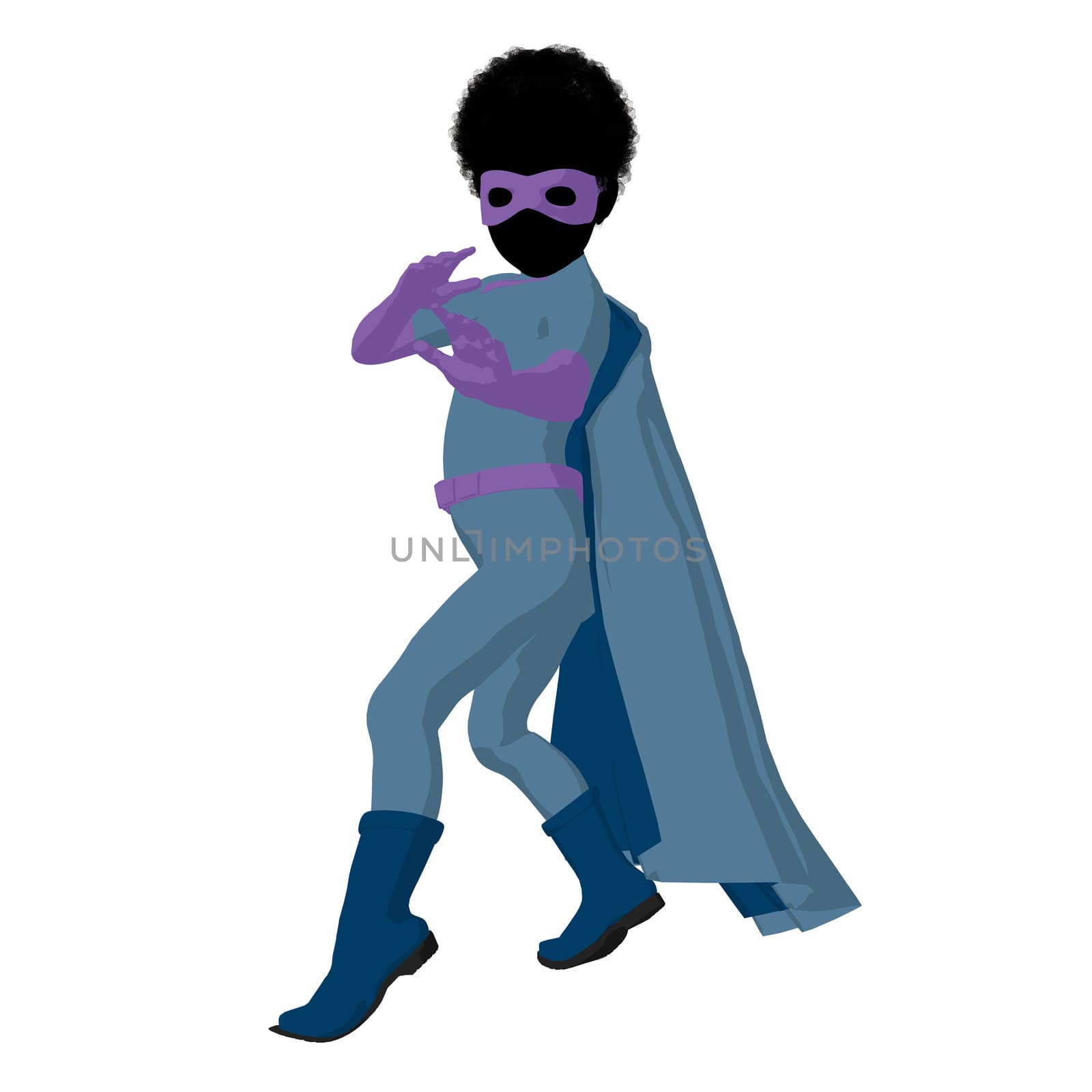 African American Super Hero Boyl Illustration Silhouette by kathygold