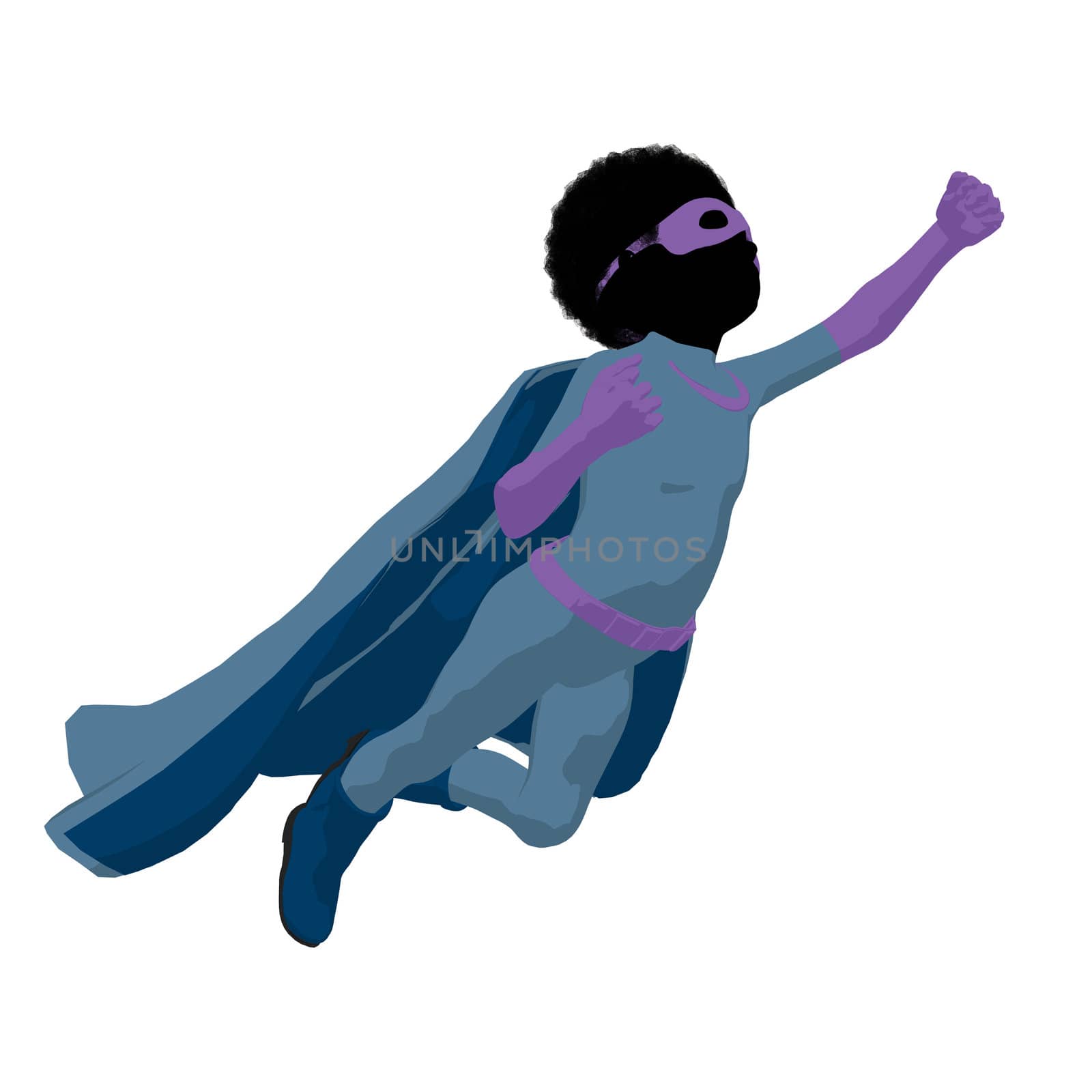 African American Super Hero Boyl Illustration Silhouette by kathygold