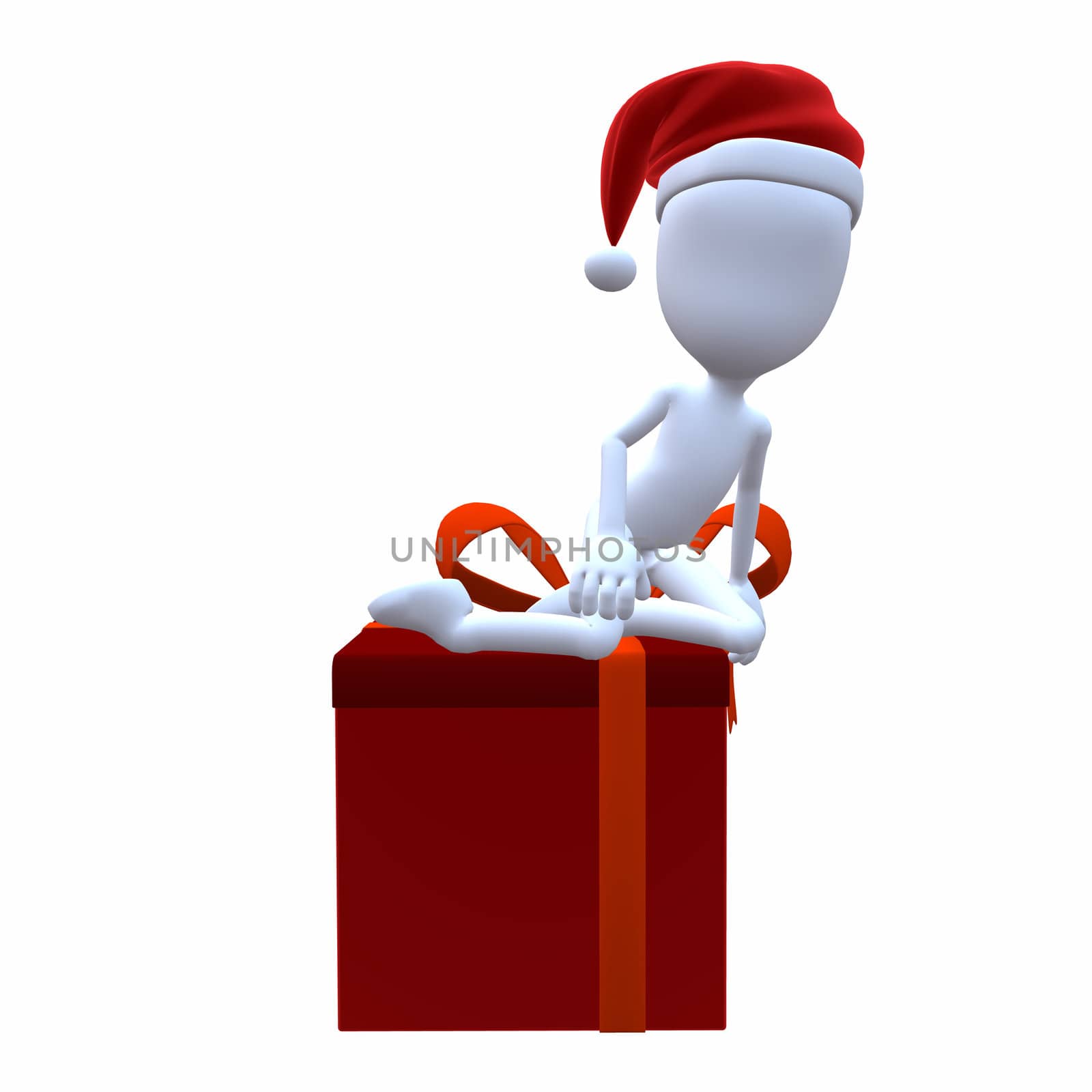 3D Christmas Guy Sitting On A Christmas Gift by kathygold