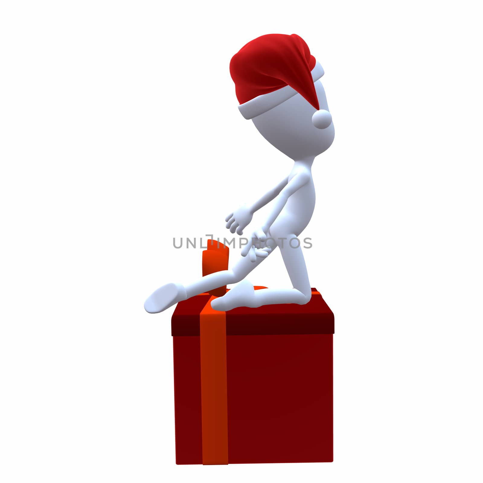 3D Christmas Guy Sitting On A Christmas Gift by kathygold