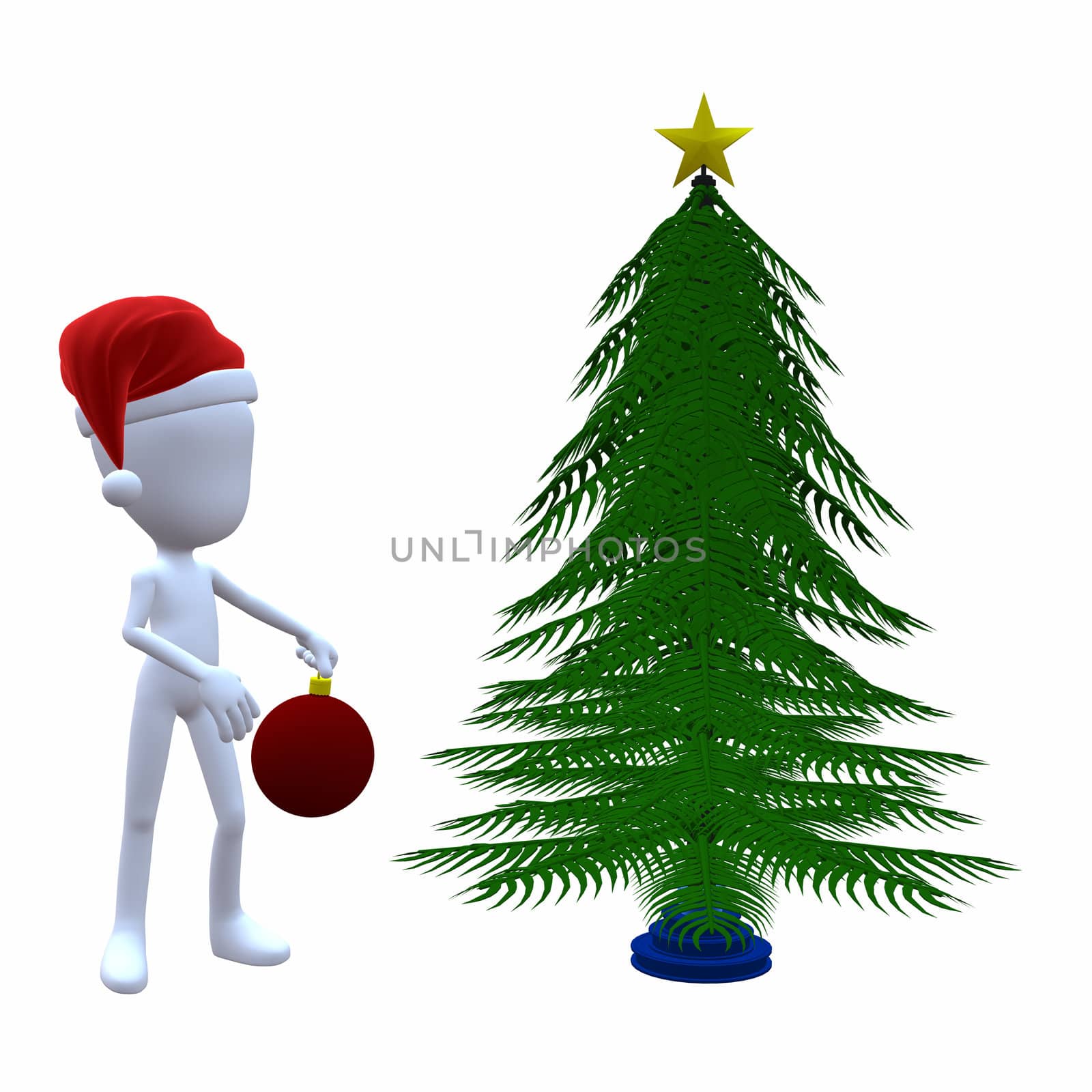 3D Christmas Guy With A Christmas Tree by kathygold