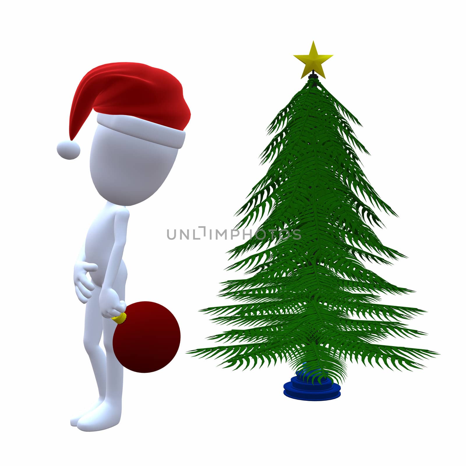 3D Christmas Guy With A Christmas Tree by kathygold