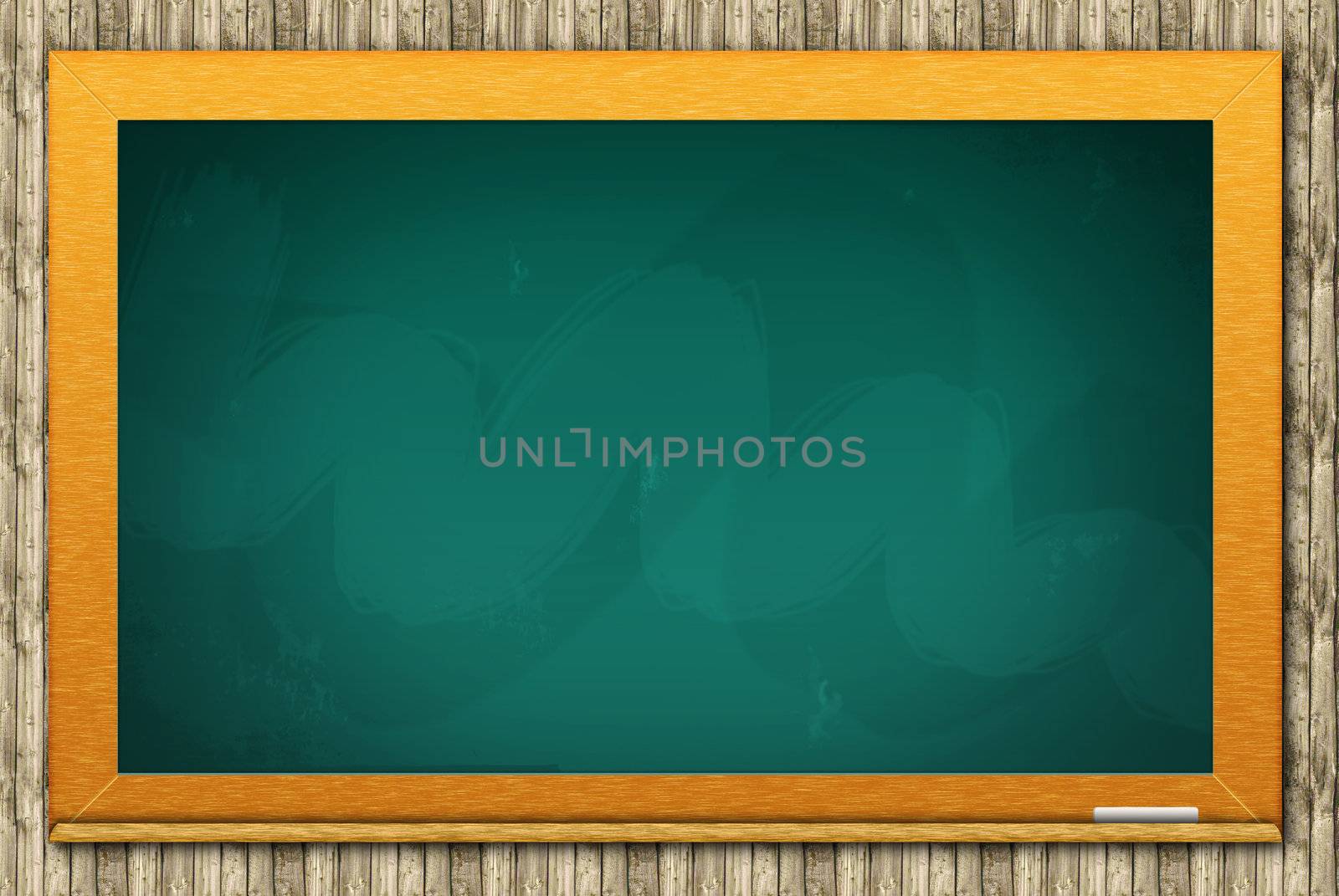 illustration of a blank chalkboard on a wooden background
