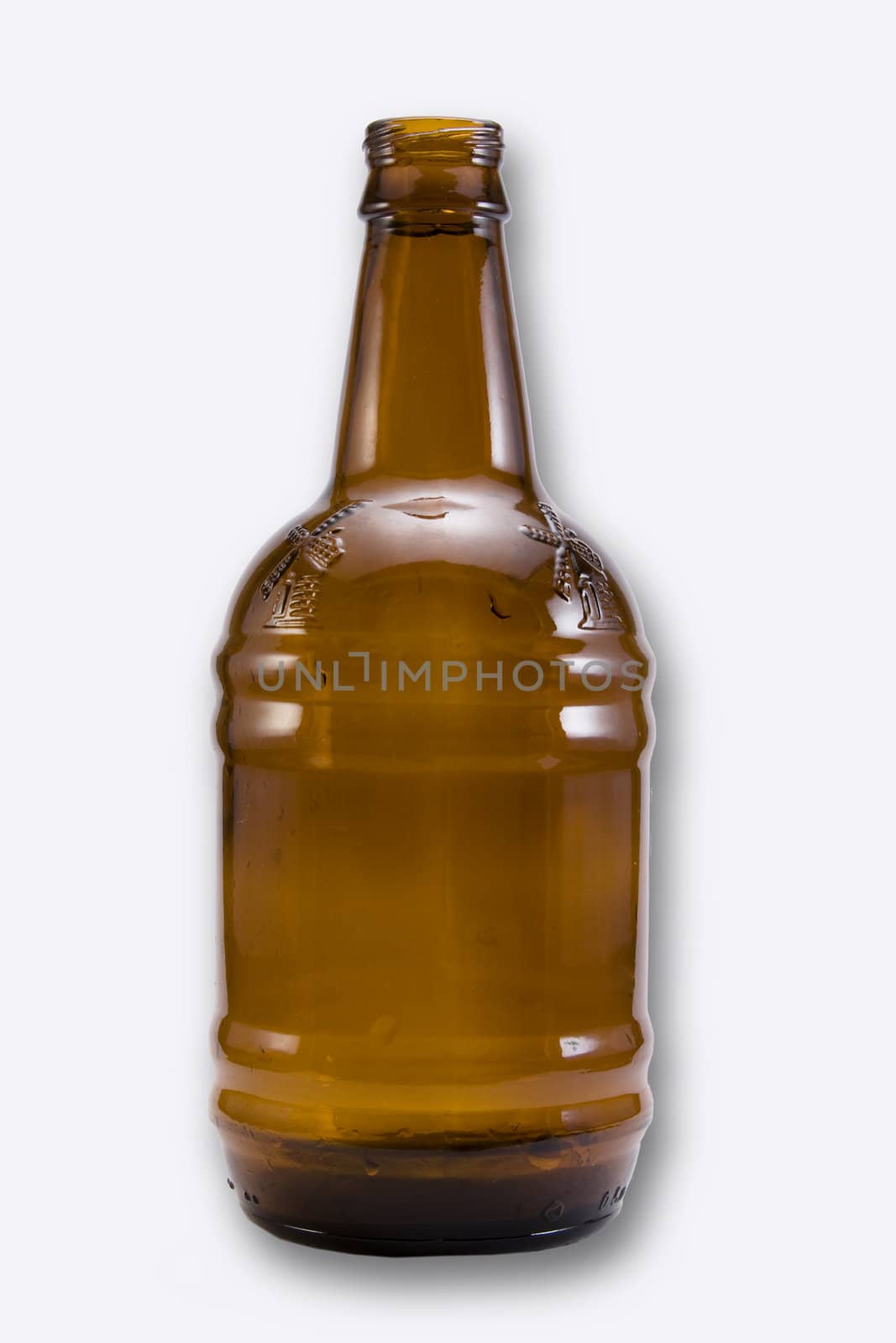 isolated on white brown beer bottle
