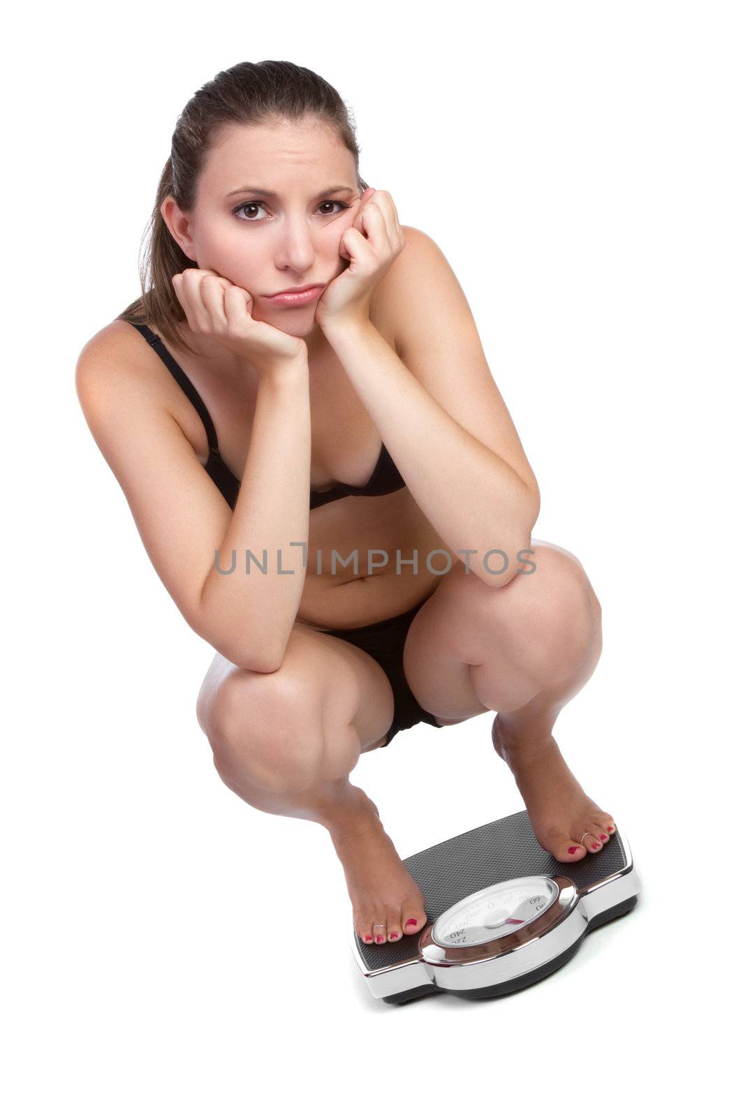 Sad isolated weight loss woman