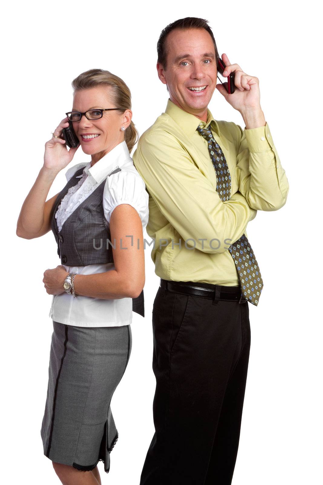 Business people using cell phones