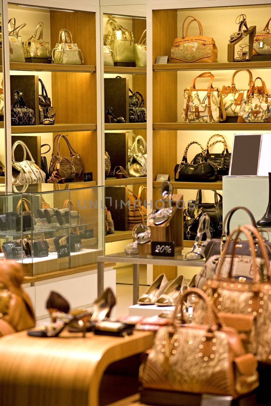 Image of a shop selling handbags and shoes in Malaysia.