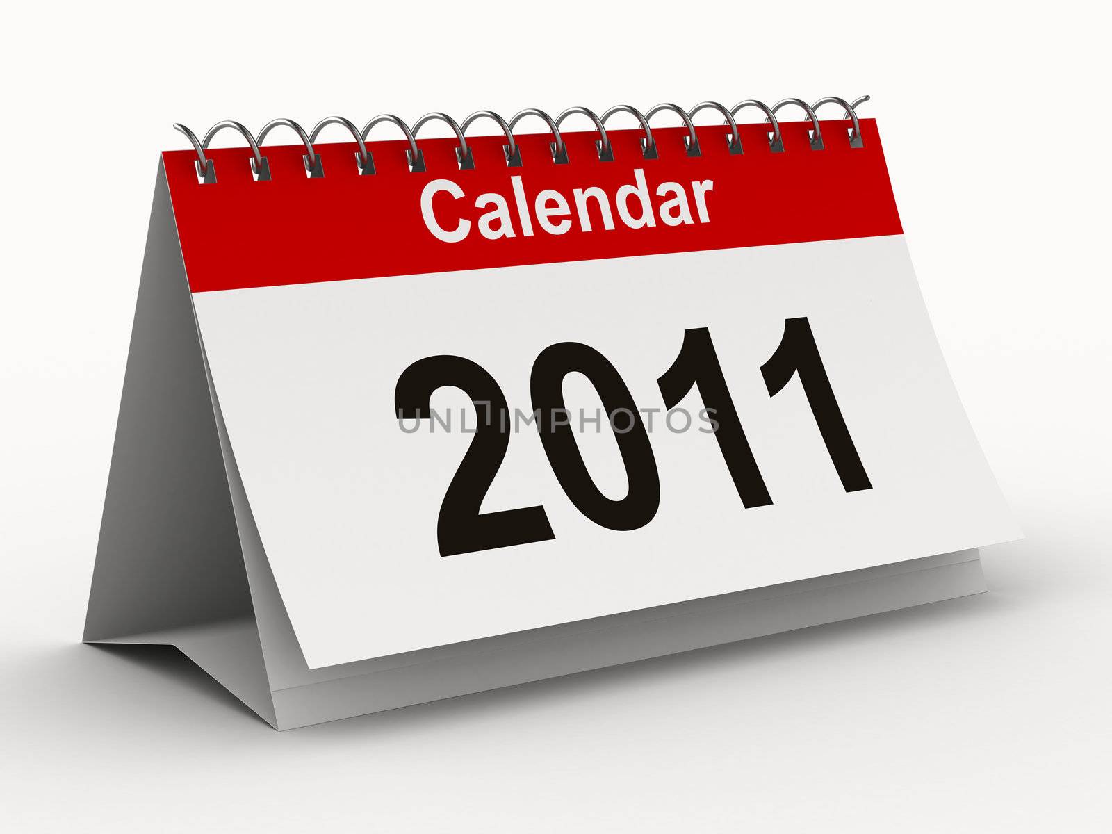 2011 year calendar on white backgroung. Isolated 3D image