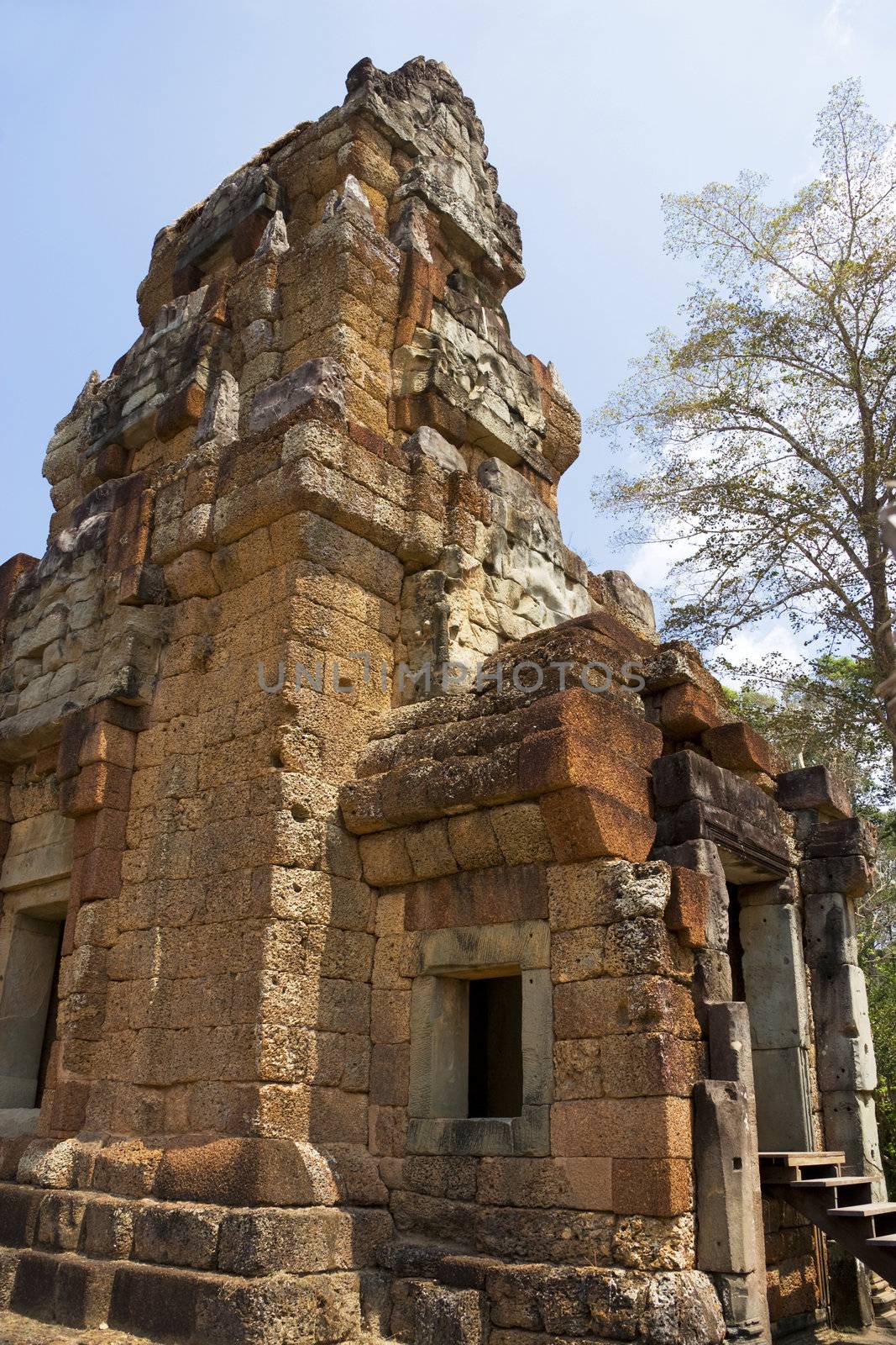 Image of the UNESCO's world heritage site of Prasat Suor Prat or the Temple of Tightrope Dancers, made up of 12 ancient laterite towers, located at Siem Reap, Cambodia.