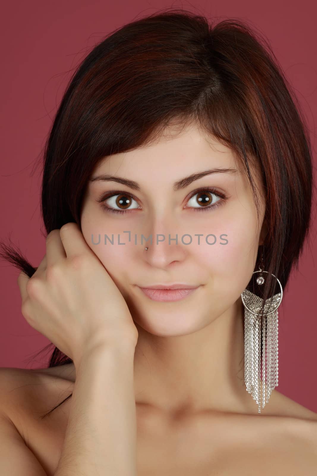 closeup portrait of a young caucasian girl
