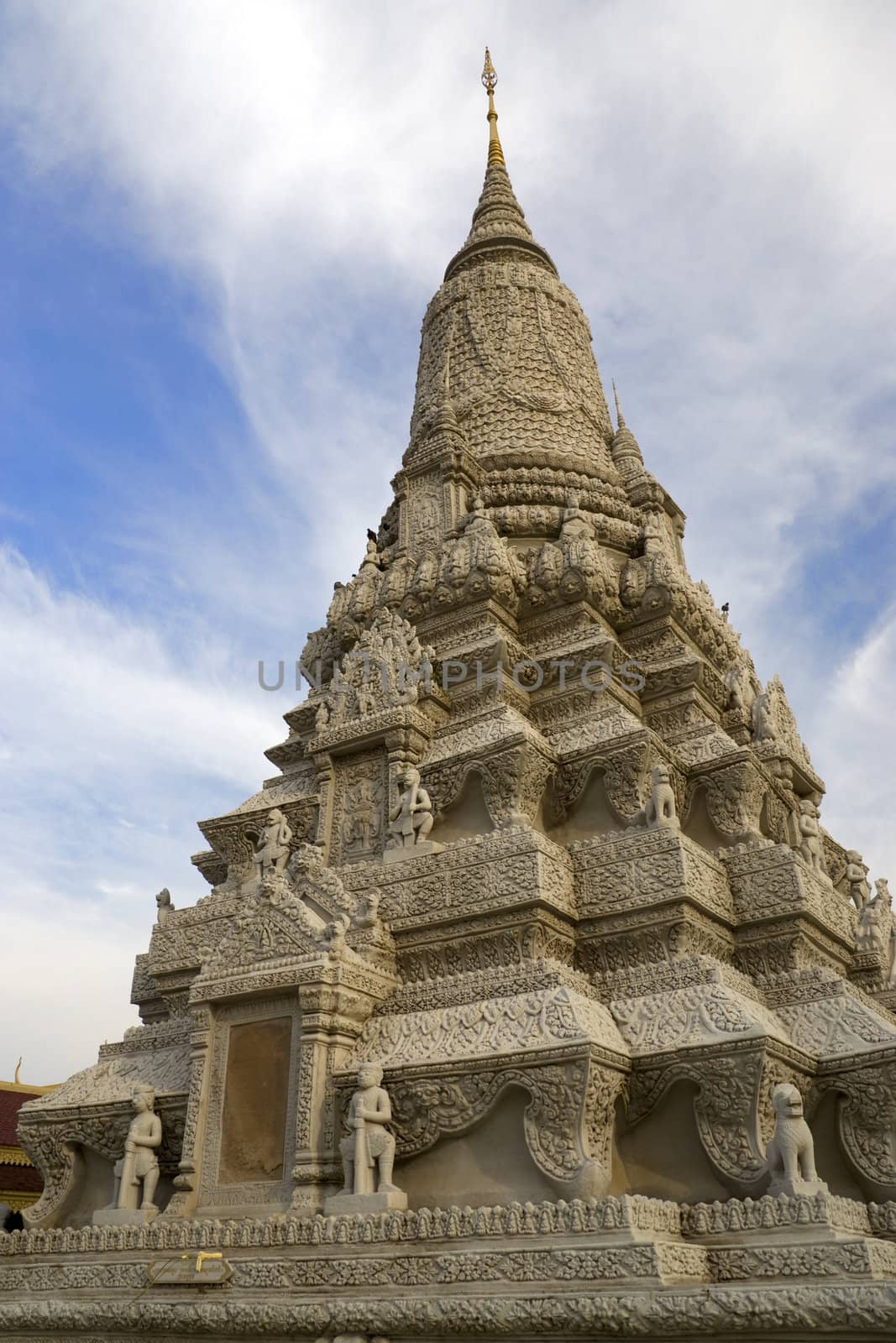 Image of one of the Silver Pagodas, located within the Royal Palace grounds at Phnom Penh, Cambodia.