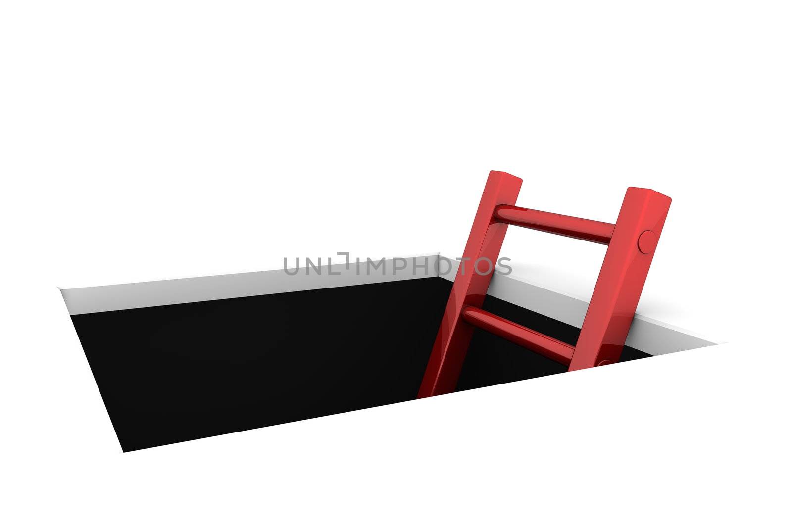 Climb out of the Hole - Shiny Red Ladder by PixBox