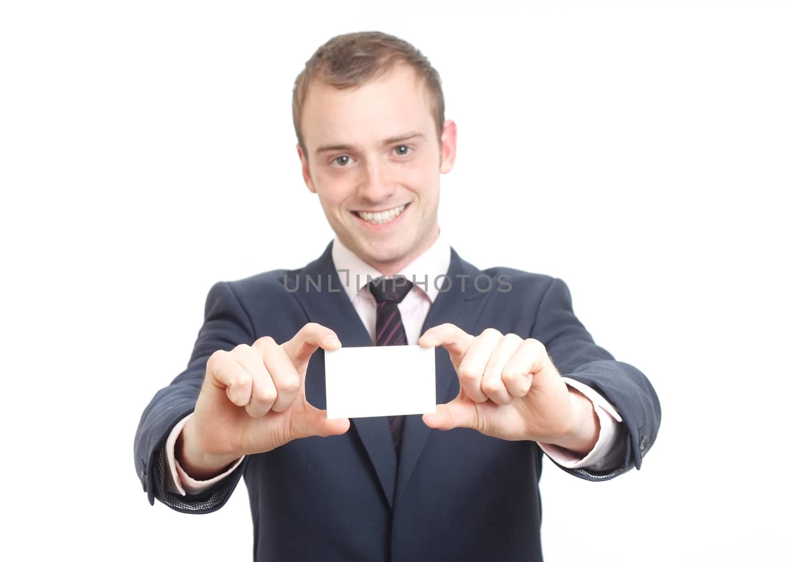 A business man presenting his business card