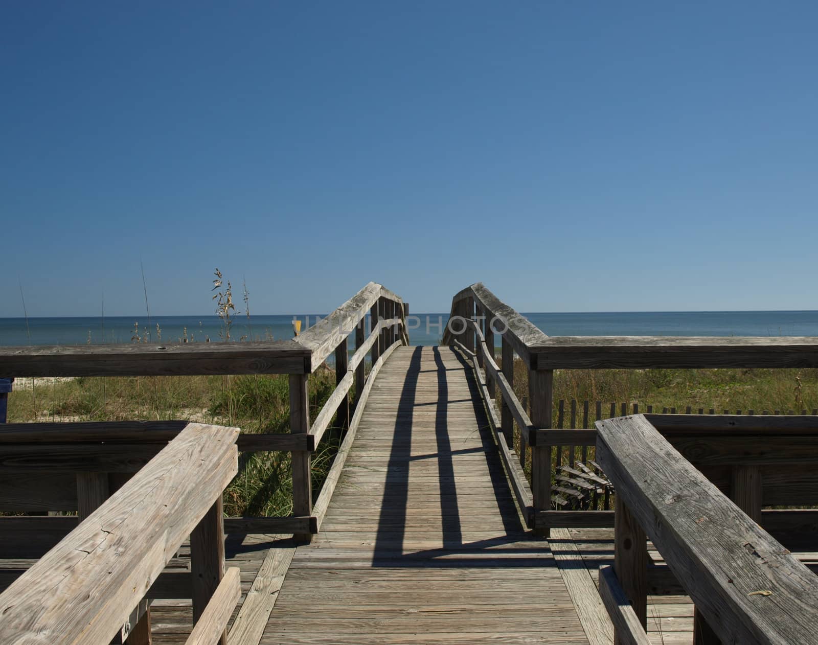 A wooden walkway to the Carolina beaches