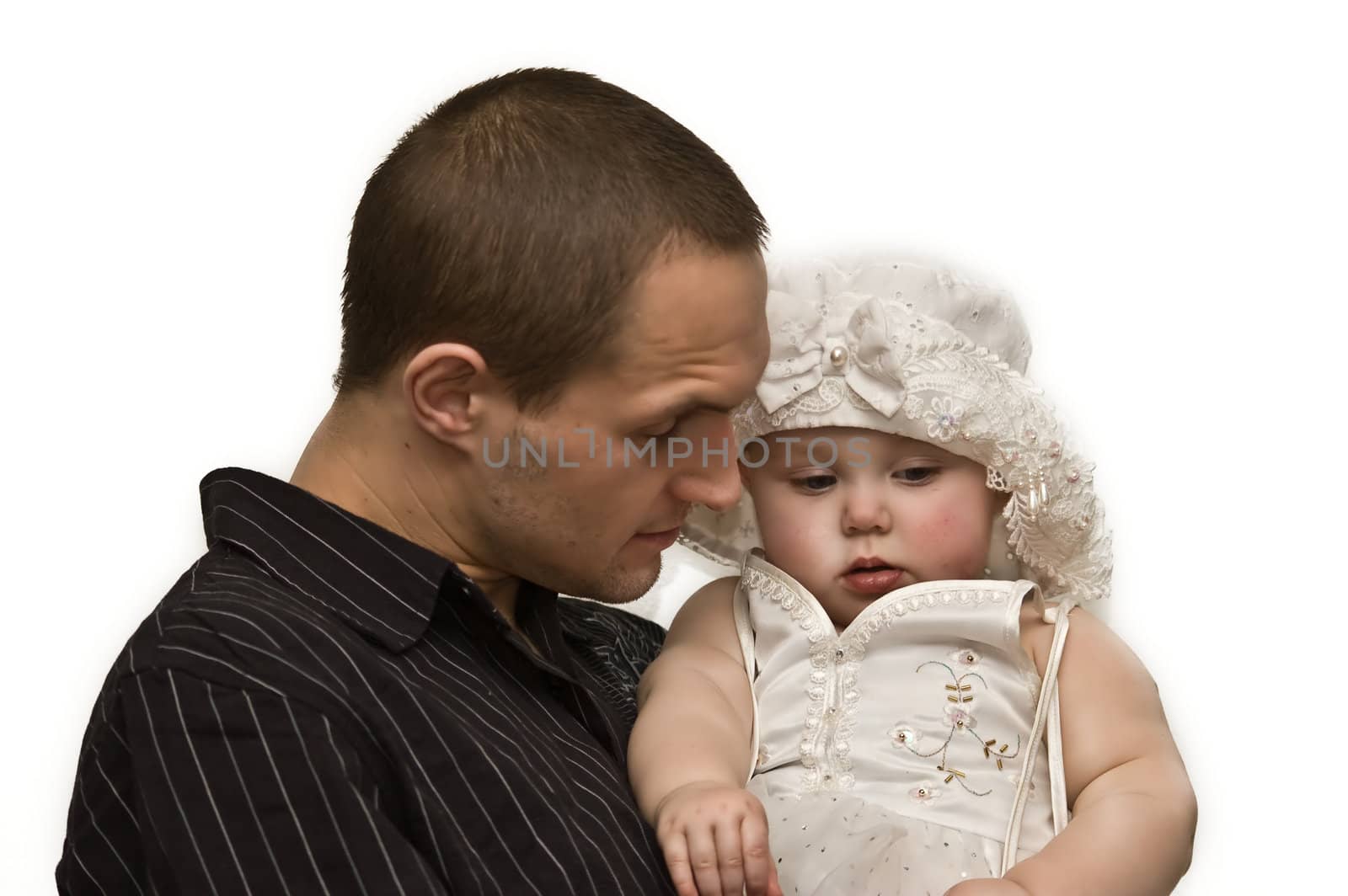 Young father holding his 10 months old daughter