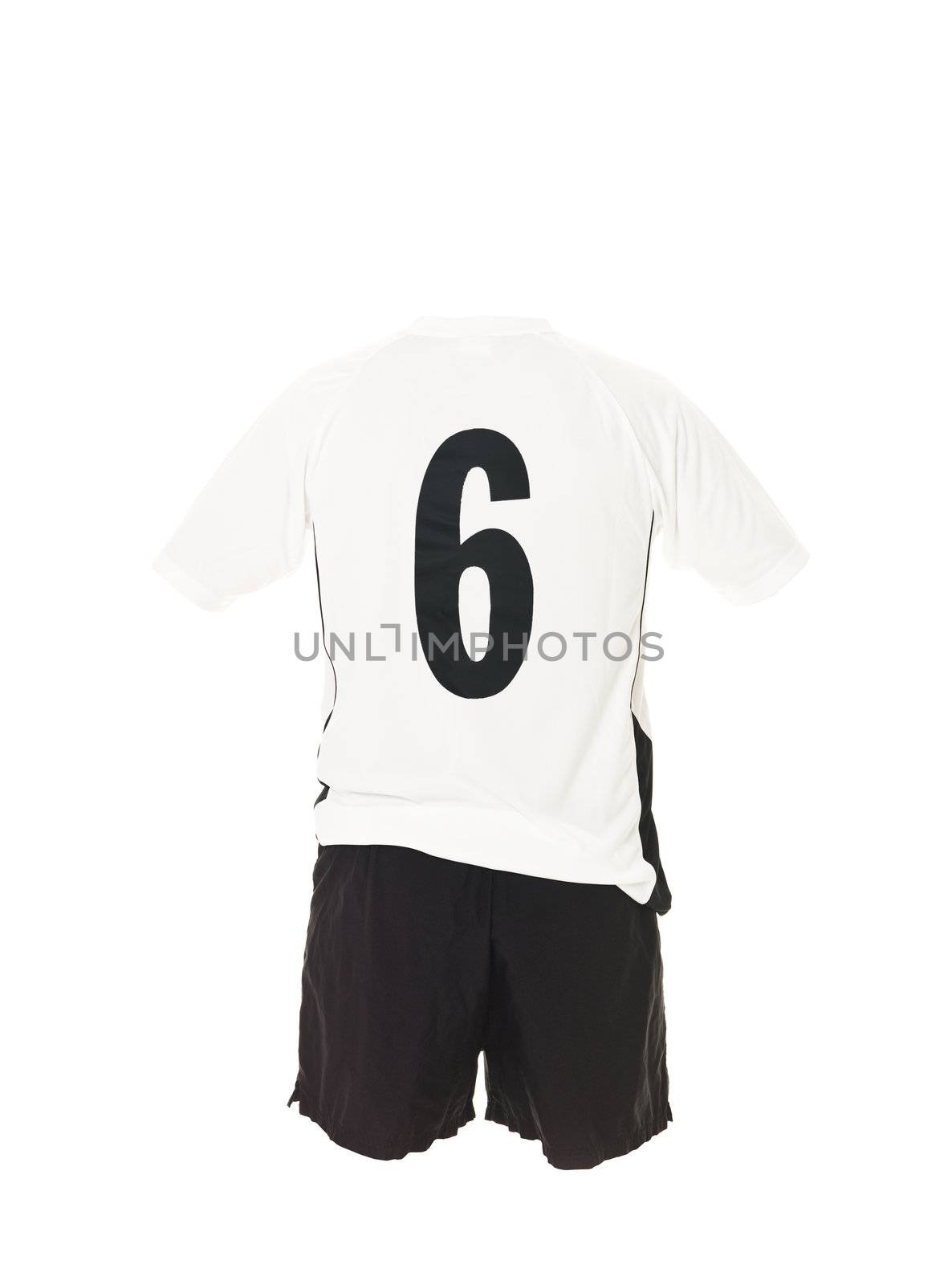 Football shirt with number 6 isolated on white background