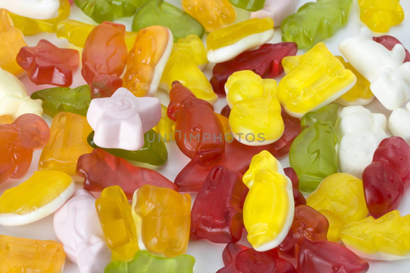 detail of colorful gummy bear candy