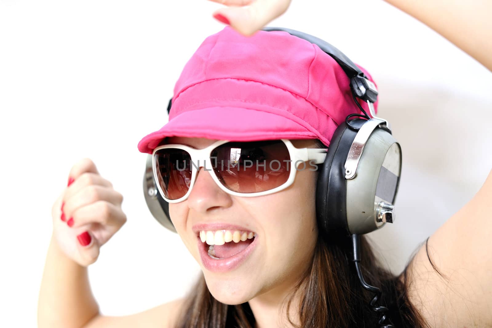 Young woman enjoying the music