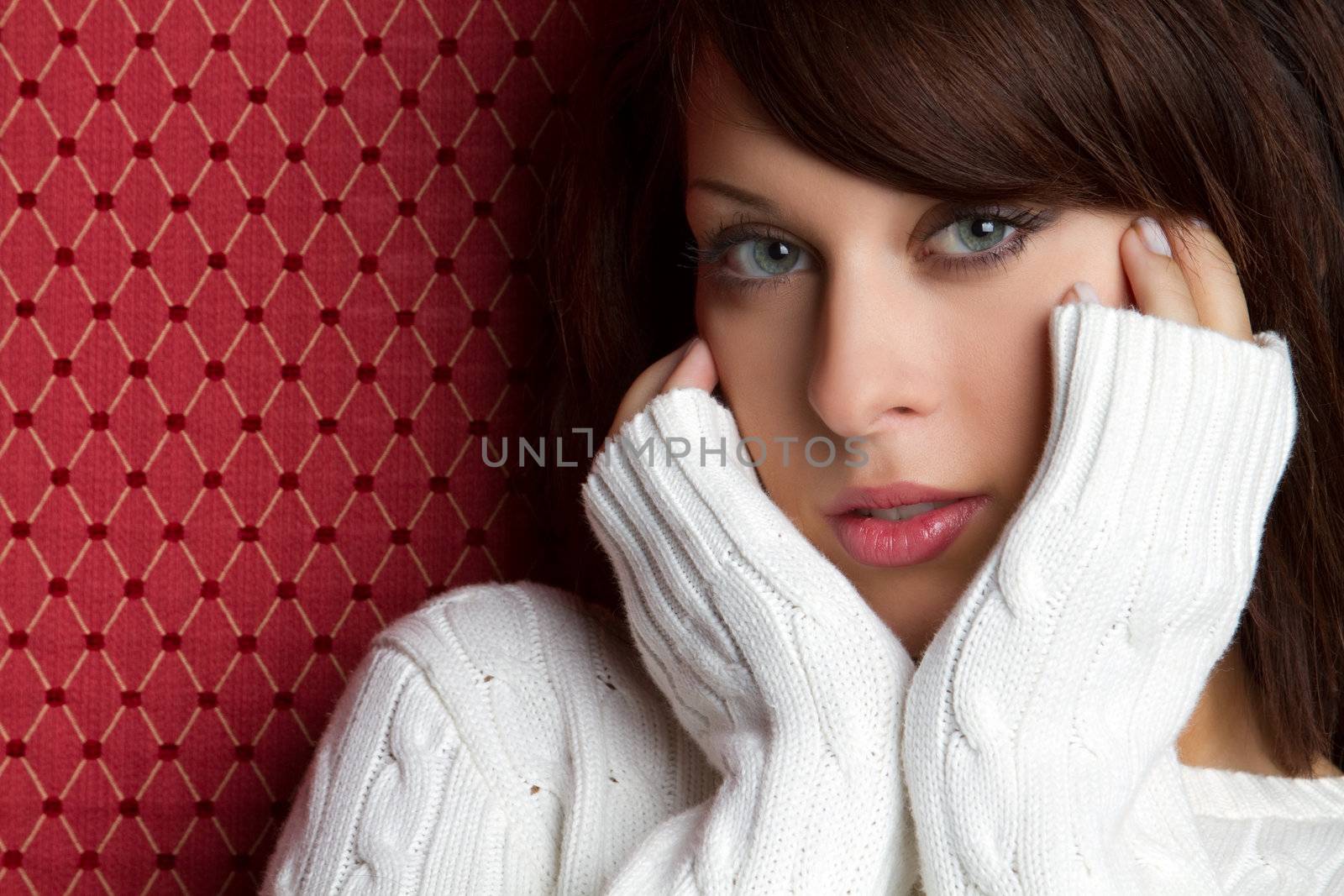 Beautiful woman wearing winter sweater