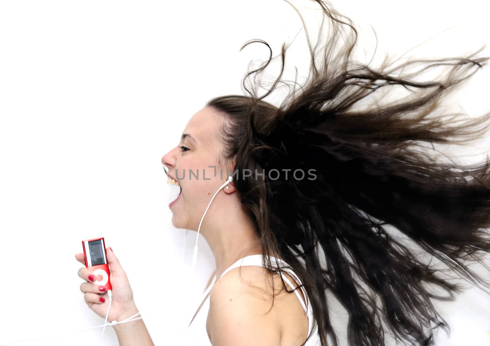 Young woman enjoying the music