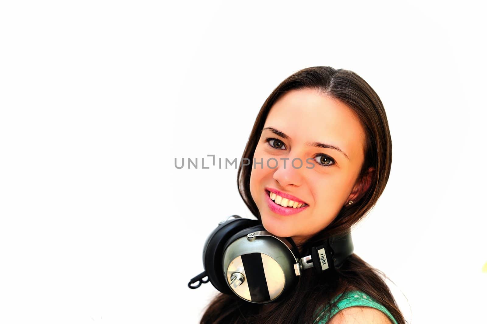 Young woman enjoying the music