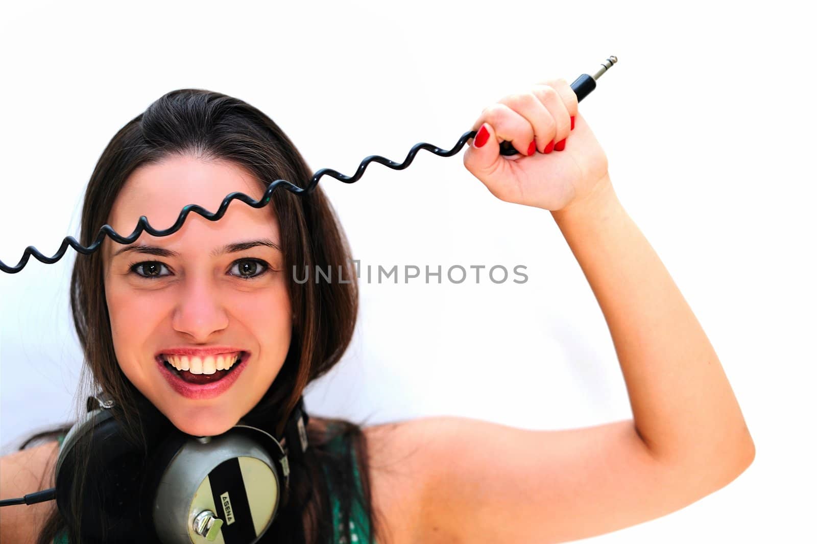 Young woman enjoying the music