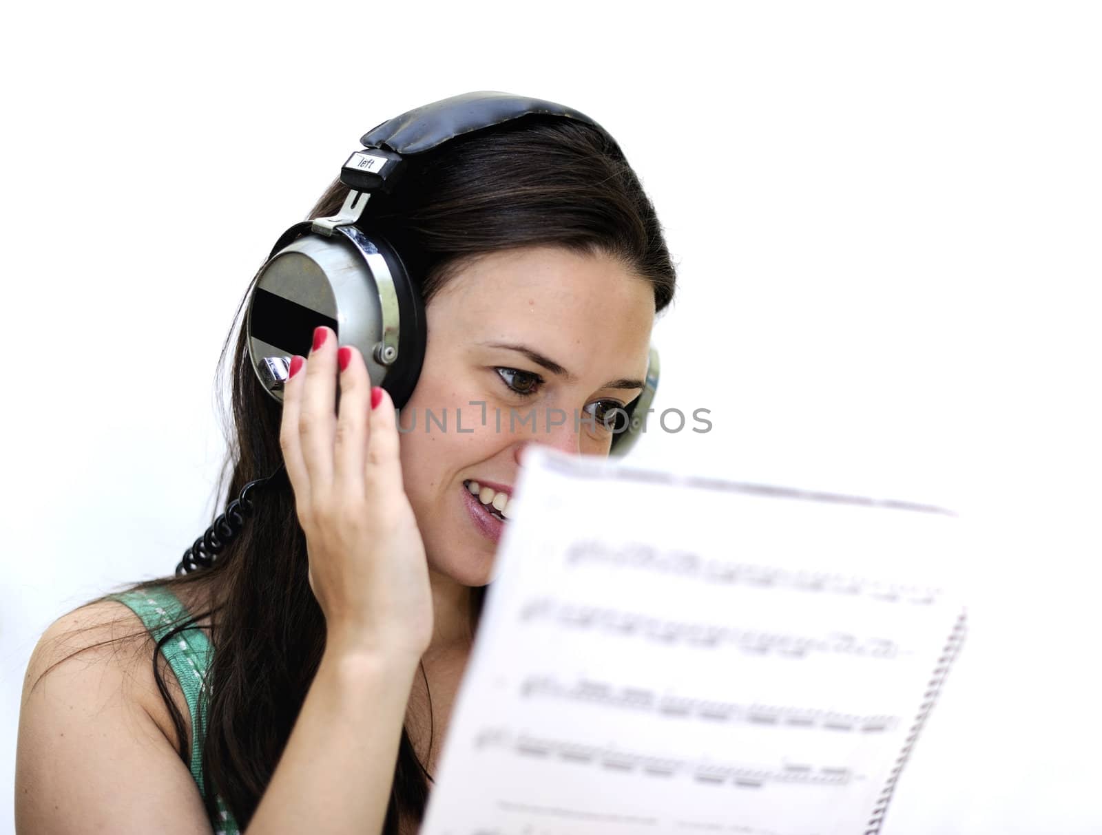 Young woman enjoying the music