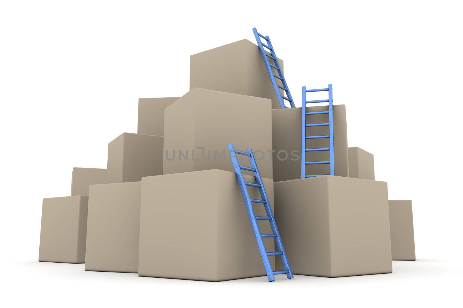 Batch of Boxes - Climb up with Glossy Blue Ladders by PixBox