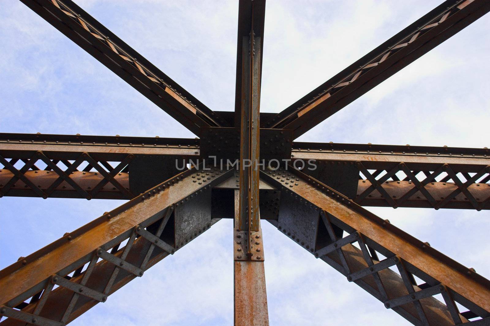 Metal abstracts of various bridges and ladders