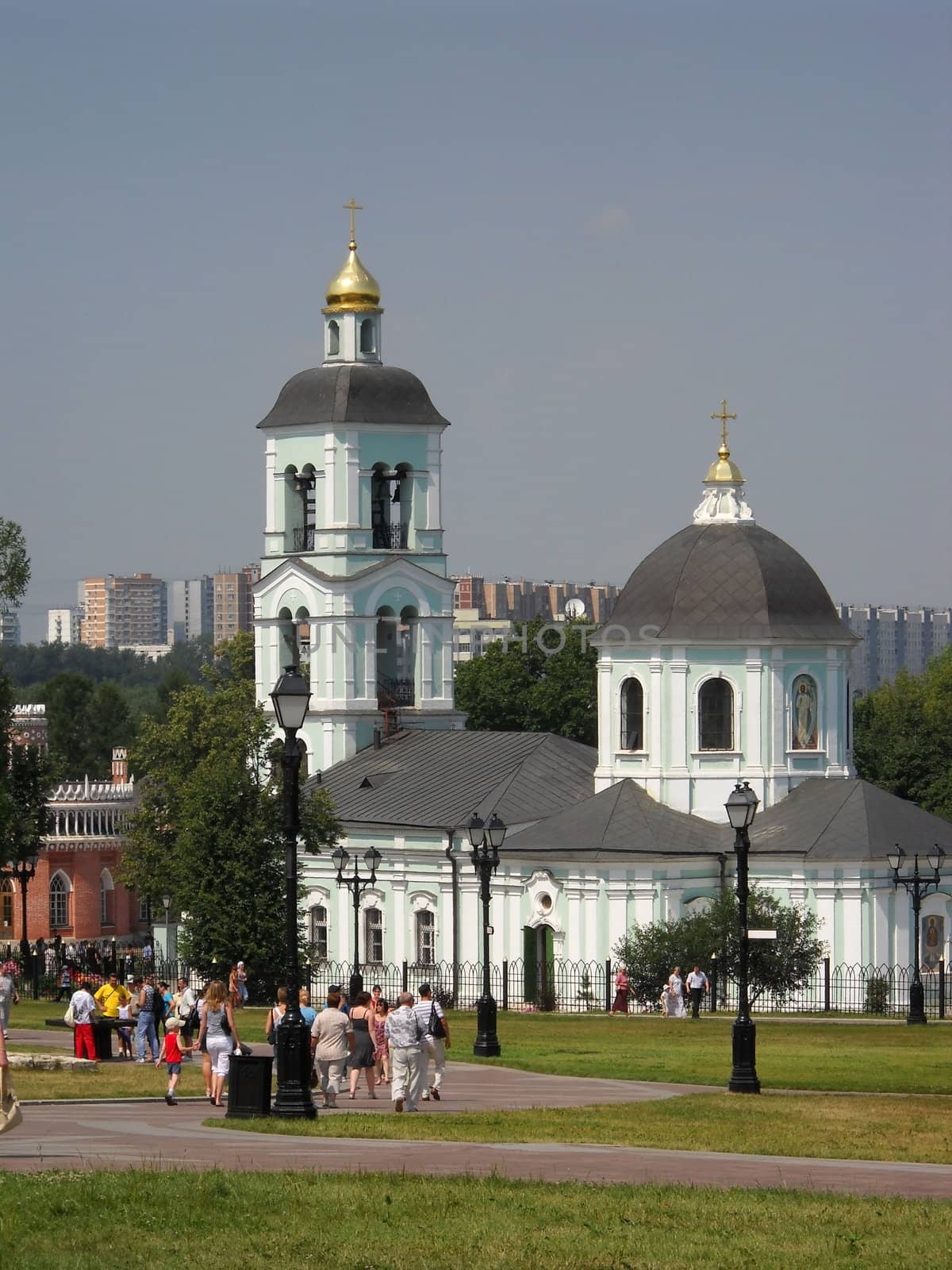 Church, Pokrovsk, a cathedral, Moscow, summer, a temple, Christianity, red, the area, domes, a monument