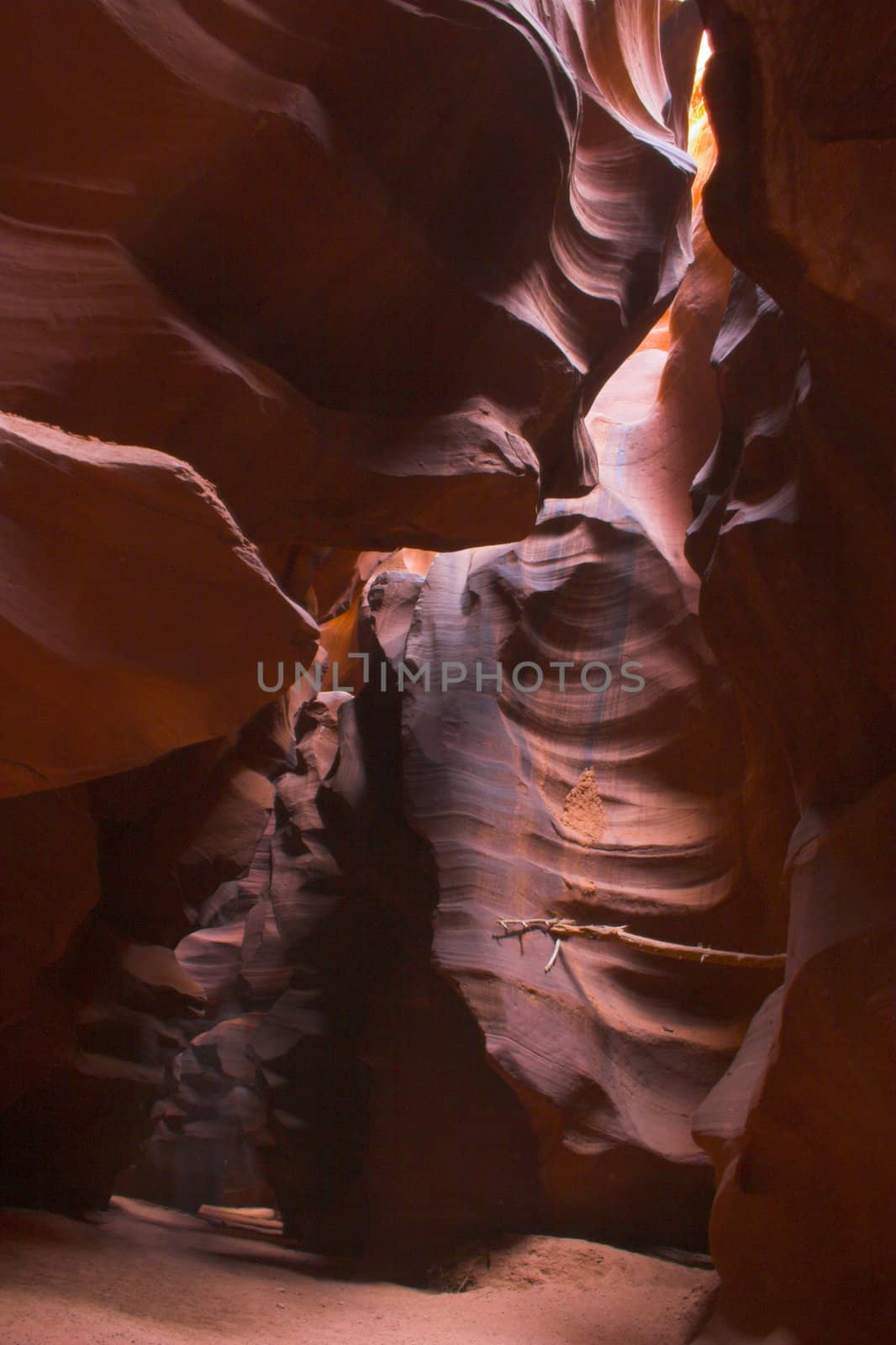 Red sandstone cave-like canyons made with water erosion