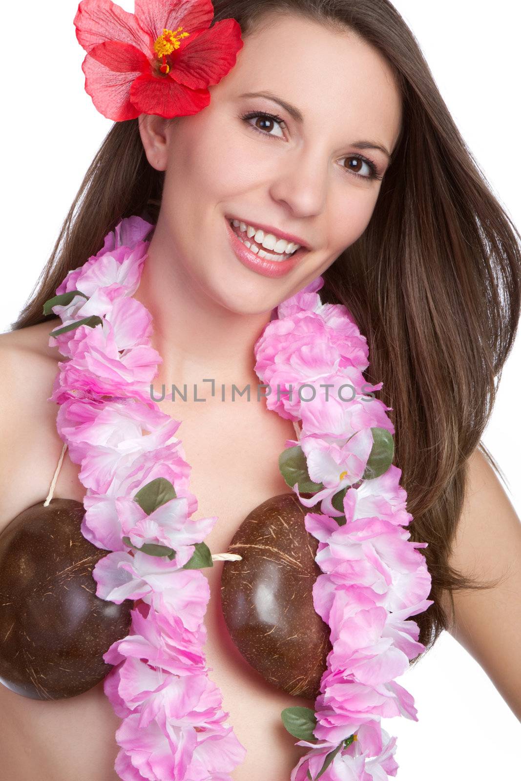 Beautiful smiling hawaiian tropical woman
