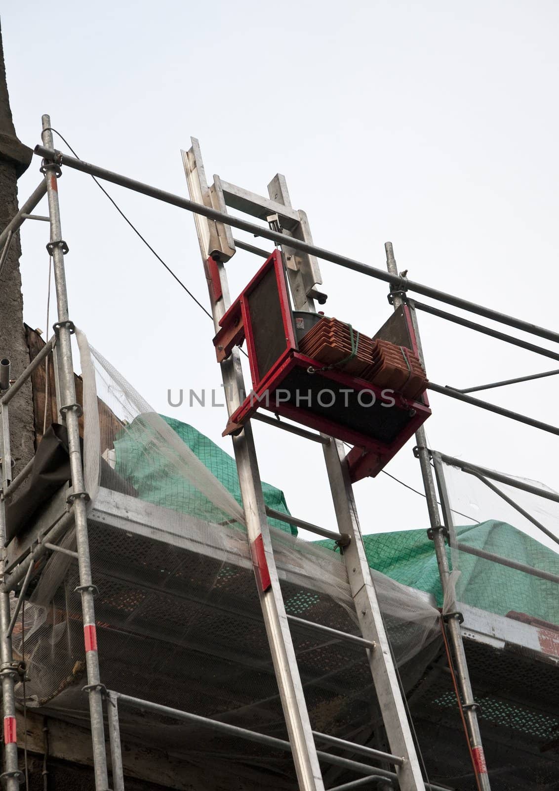 Up of a scaffolding on an house wall