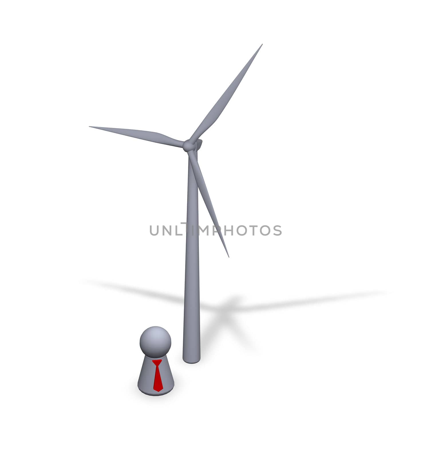 wind turbine and play figure with red tie