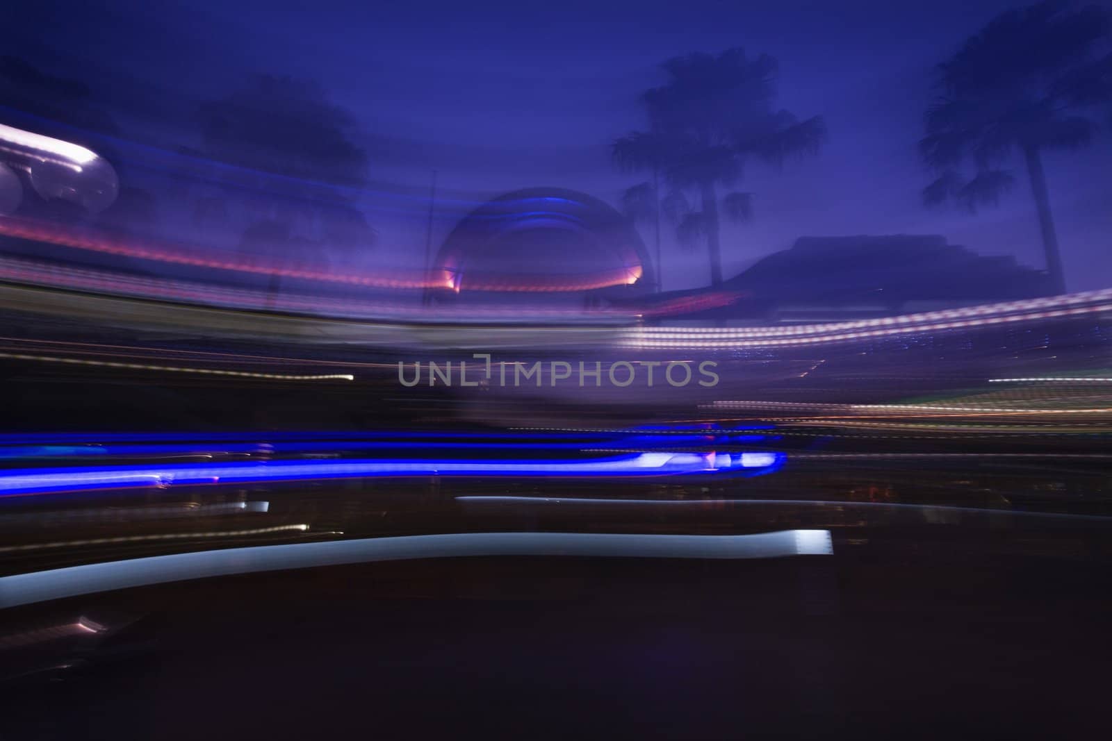 Motion blur of lights creating abstract image.