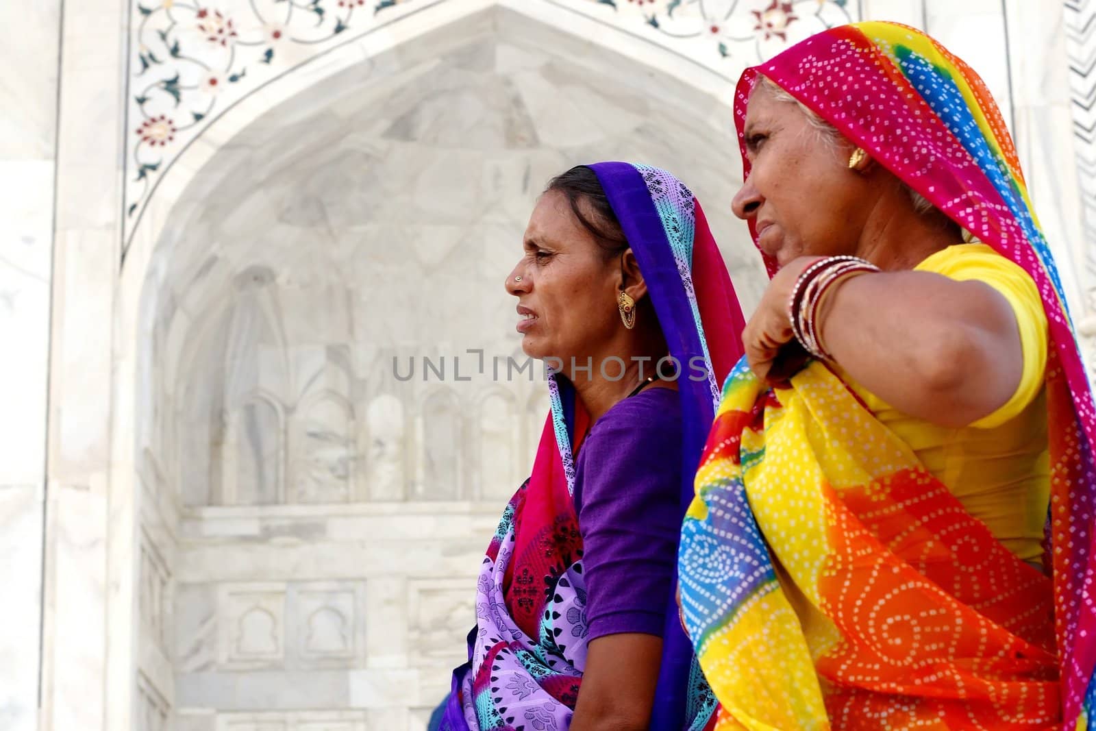 women wearing sari - Taj Mahal - India