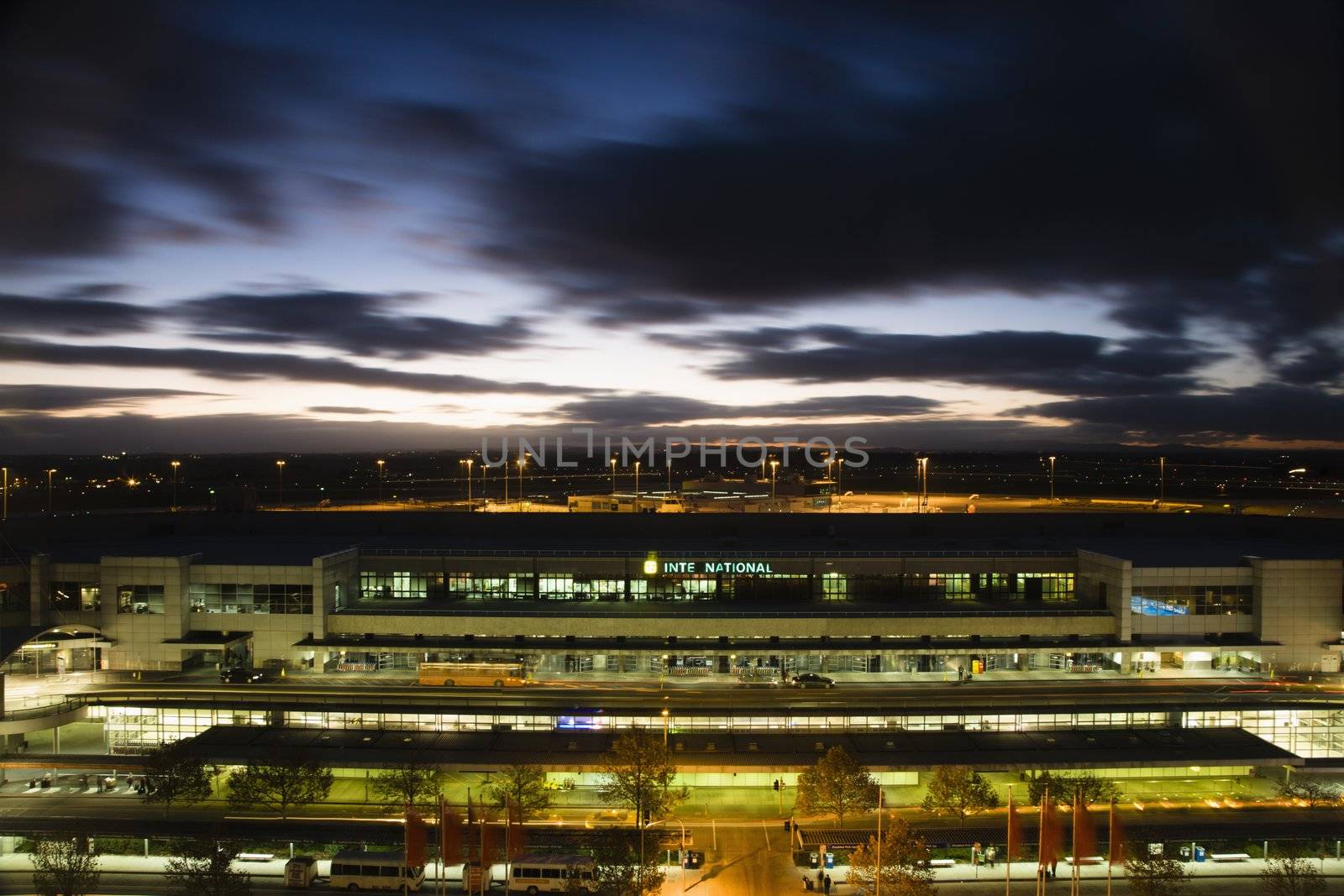 Above view of Melbourne, Australia airport at night