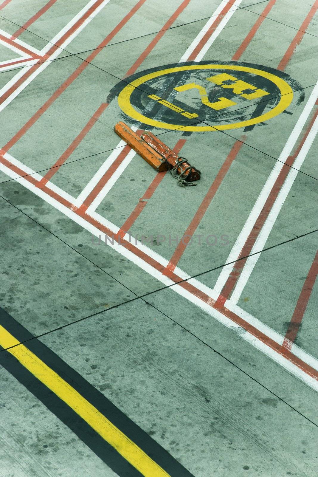 Lines on runway concrete at Melbourne Airport, Australia