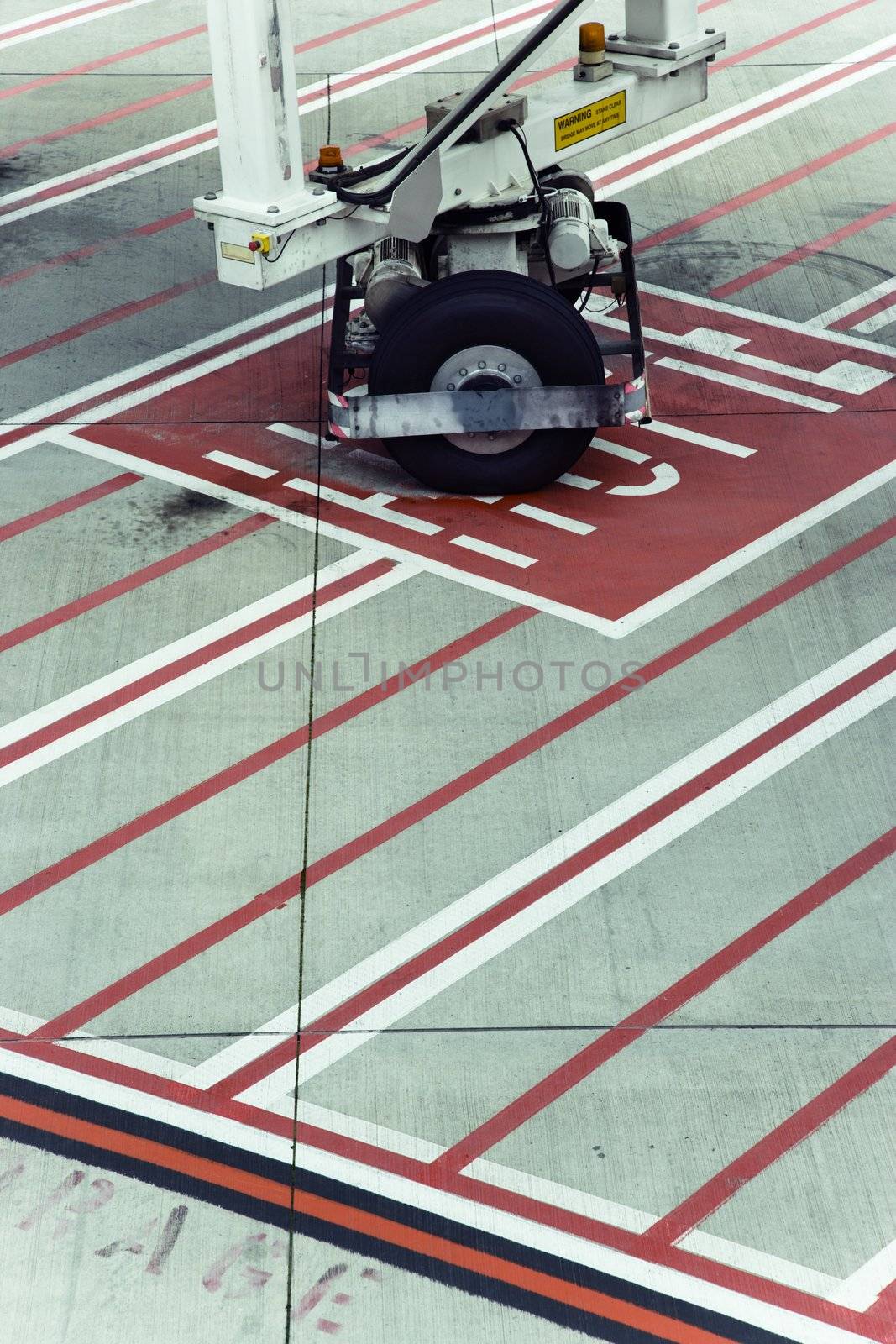 Equipment storage area on concrete at Melbourne Airport, Australia