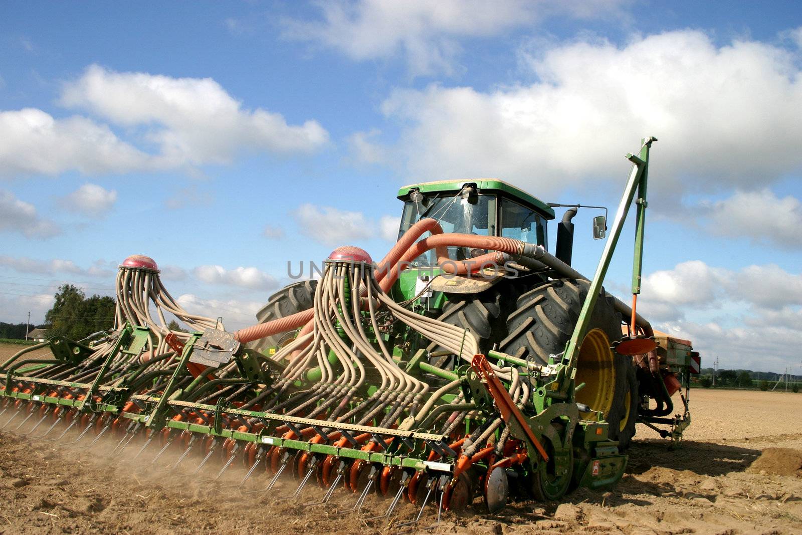 Tractor working on the field