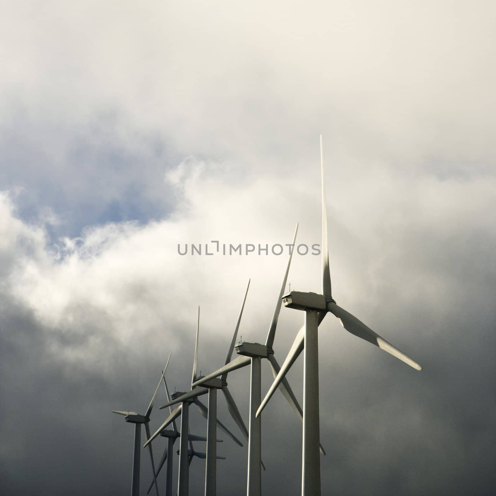 Row of wind turbines. by iofoto